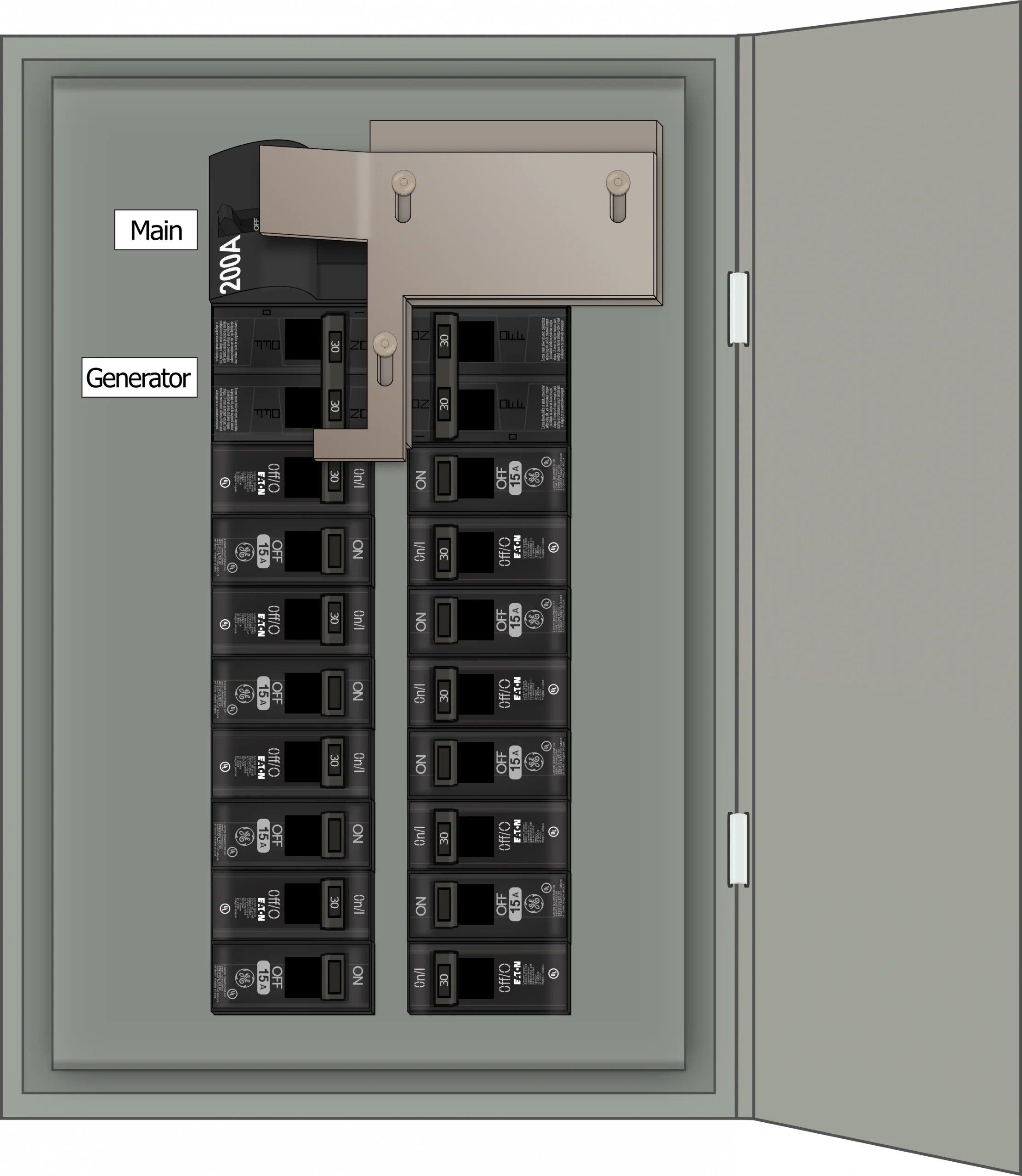 K-7110 Panel Photo With Main Off and Generator On