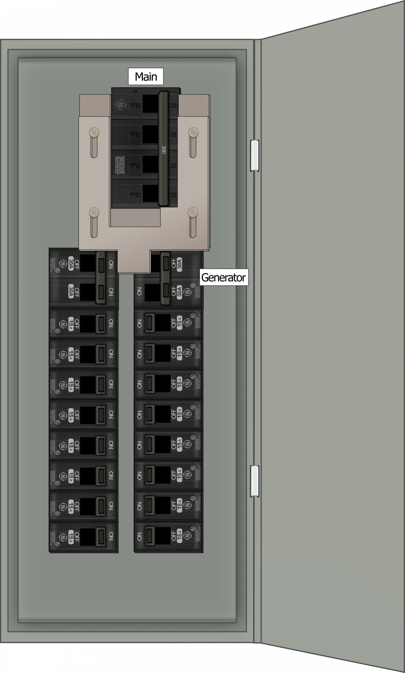 K-8010 Panel Photo With Main On and Generator Off