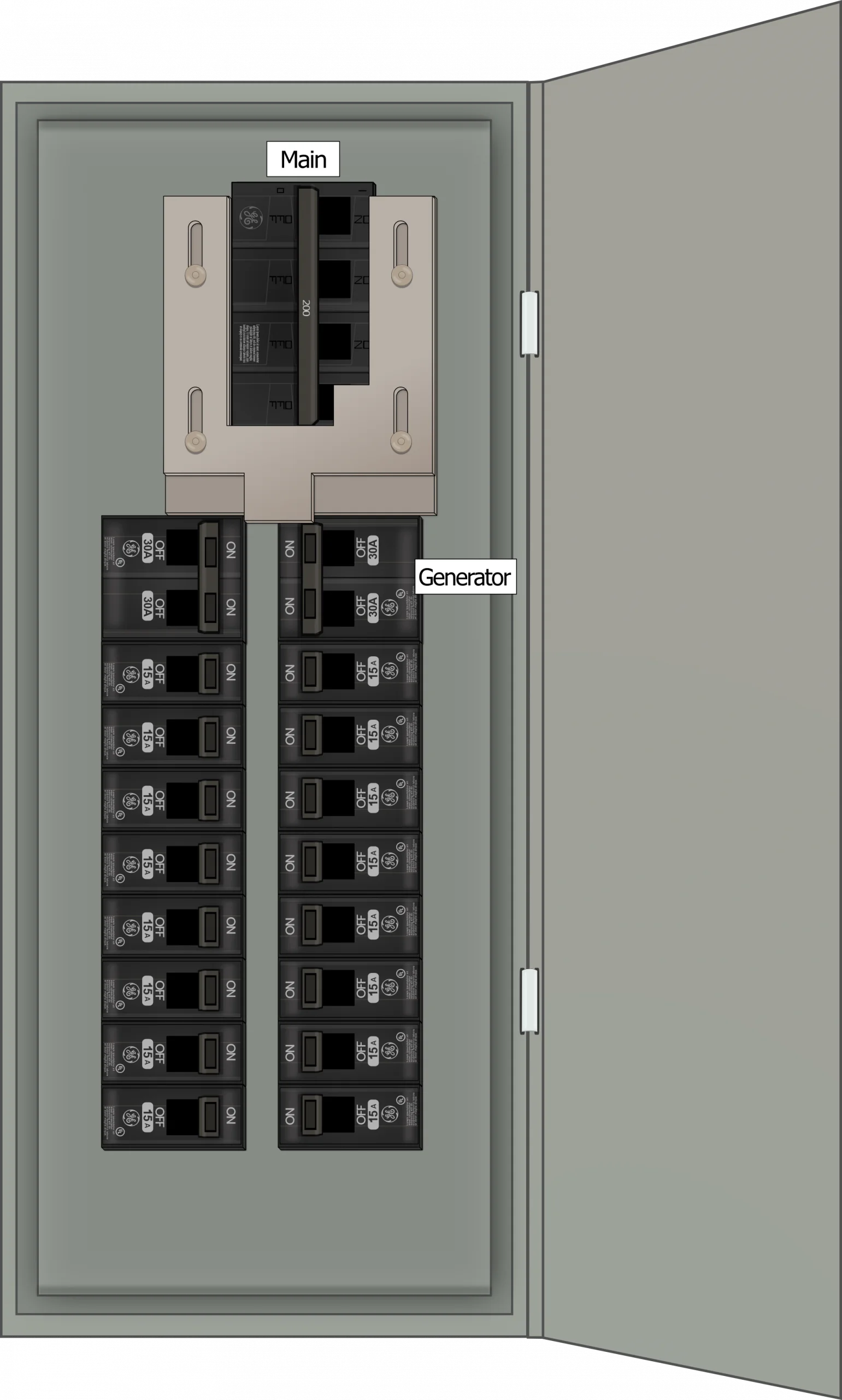 K-8010 Panel Photo With Main Off and Generator On