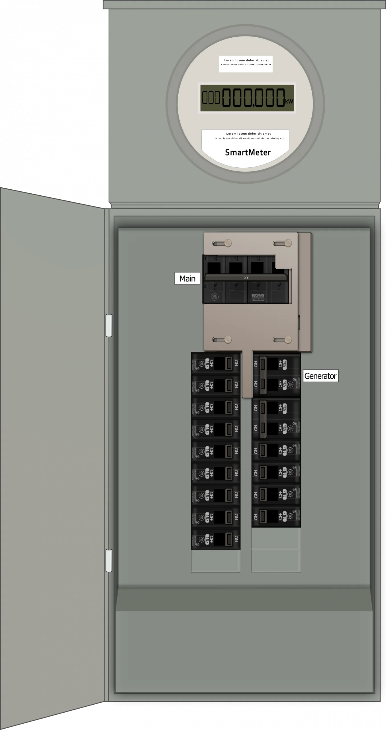 K-8310 Panel Photo With Main Off and Generator On