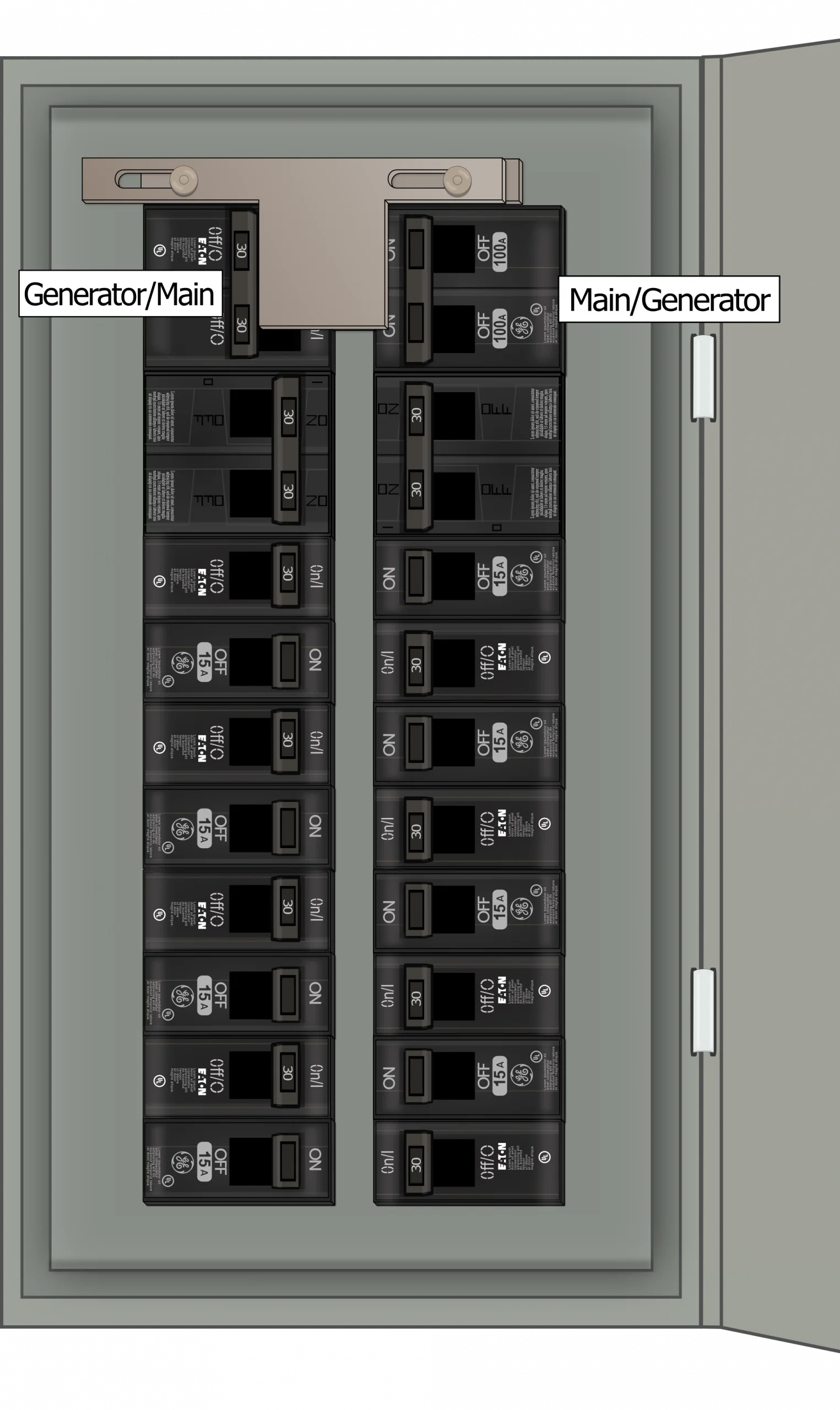 K-9410 Panel Photo With Main On and Generator Off