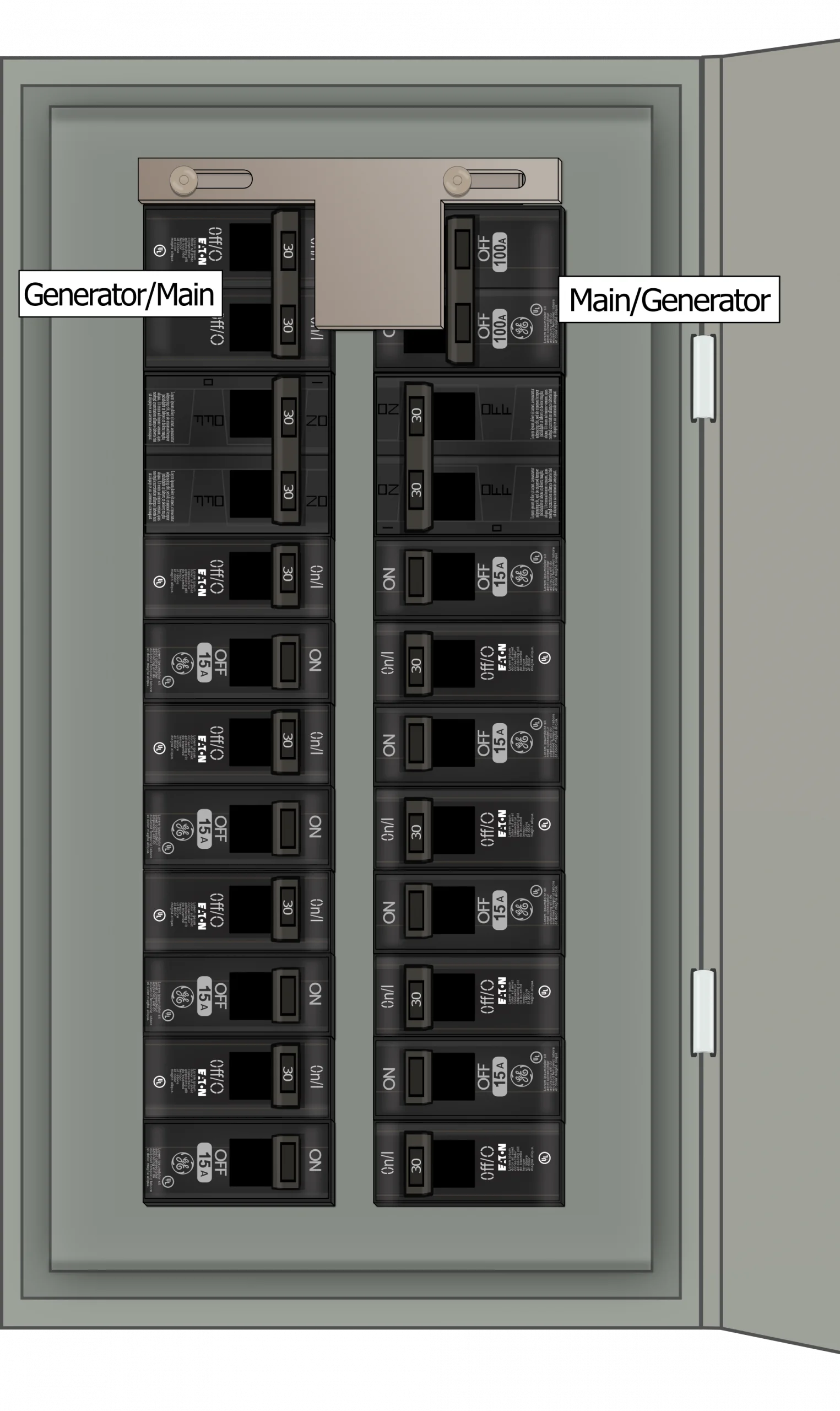 K-9410 Panel Photo With Main Off and Generator On