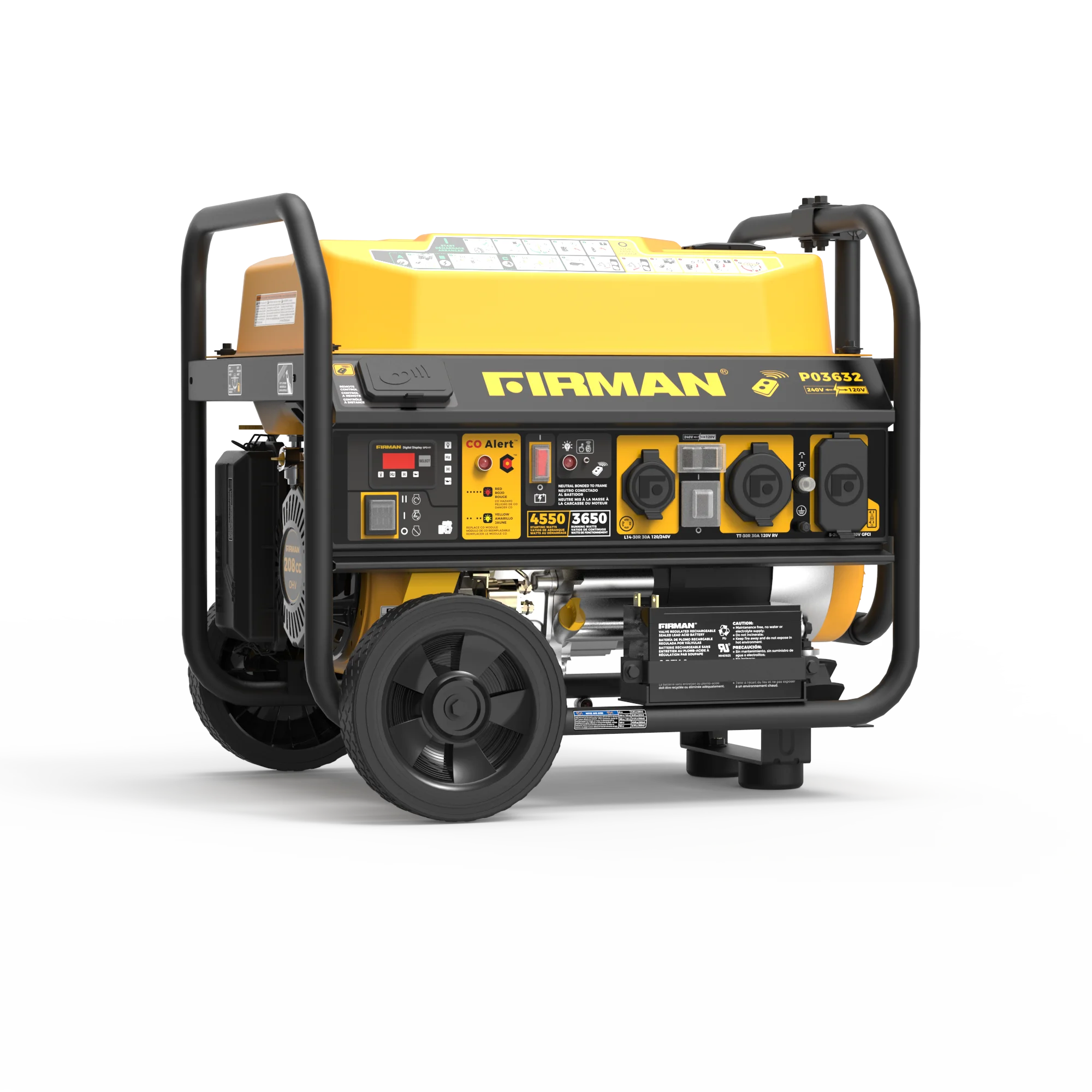 Firman Gas Portable Generator 4550/3650W Remote Start 120/240V CO Alert